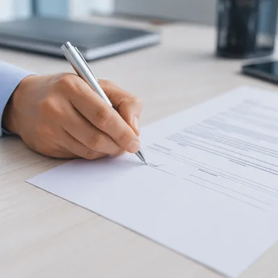 Signing a Business Contract with Silver Pen