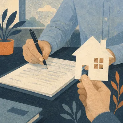 Real Estate Contract Signing With Paper House