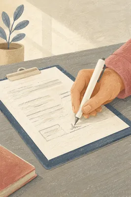 Hand Signing Business Contract on Desk