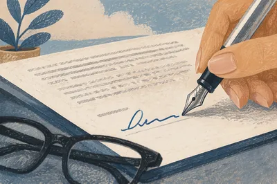 Macro Business Contract Signing With Fountain Pen