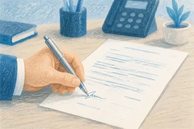 Signing Business Contract With Silver Pen