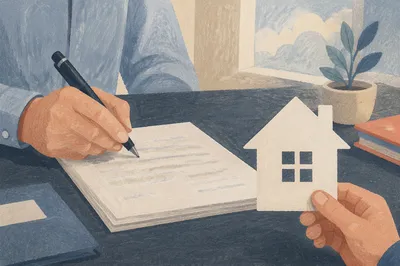 Real Estate Contract Signing with Paper House