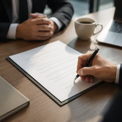 Business Contract Signing on Conference Table