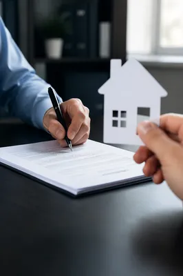 Business Contract Signing With Real Estate Cutout