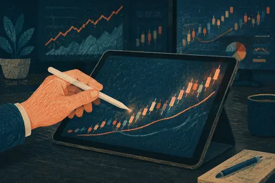 Hand With Stylus Reviewing Tablet Growth Chart