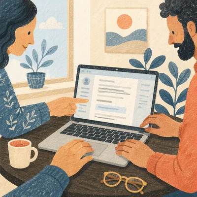Team Collaboration Around Laptop Screen