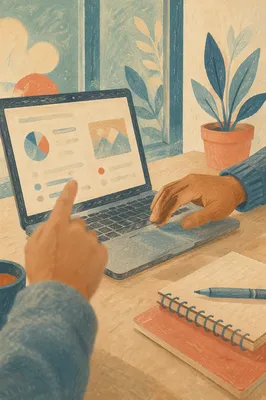 Collaborative Hands Around Office Laptop