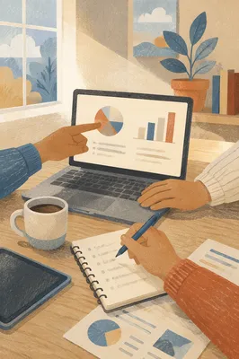 Hands Pointing at Laptop in Meeting