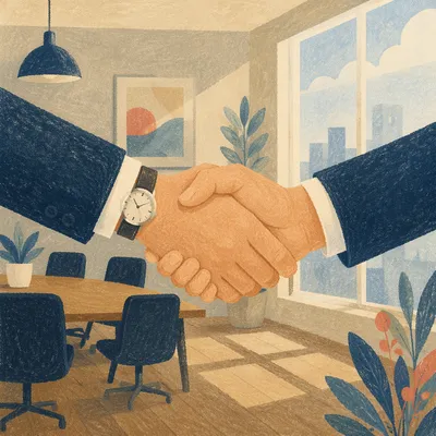 Professional Business Handshake in Modern Office