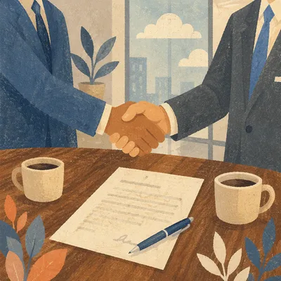 Business Handshake Agreement Over Conference Table