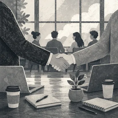 Black and White Business Handshake Agreement