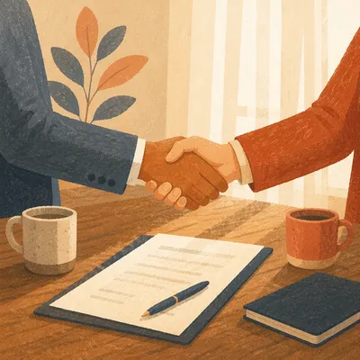 Respectful Business Handshake Over Agreement