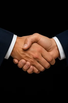 Professional Handshake Agreement on Black Background