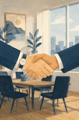 Professional Handshake in Modern Office