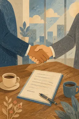 Business Handshake Over Conference Table Agreement