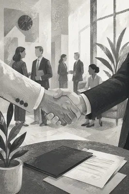 Black and White Business Handshake Agreement