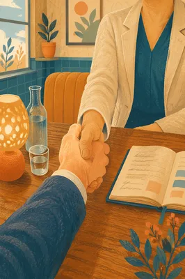 Handshake Agreement in Warm Café Booth