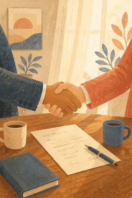 Respectful Business Handshake Over Agreement