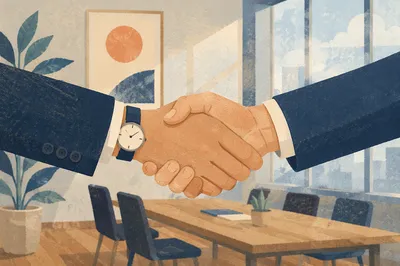Professional Handshake Agreement in Modern Office