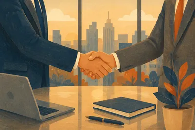 Professional Handshake Agreement in Modern Office