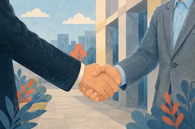 Professional Handshake Agreement in Urban Setting