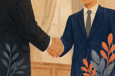 Business Handshake in Corporate Conference Room
