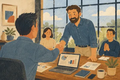 Professional Handshake Agreement in Modern Office