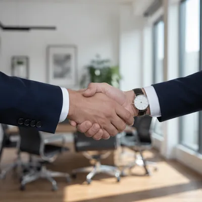Professional Handshake in Modern Office