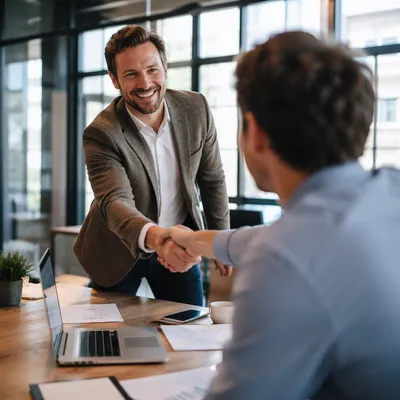 Professional Handshake in Modern Conference Room