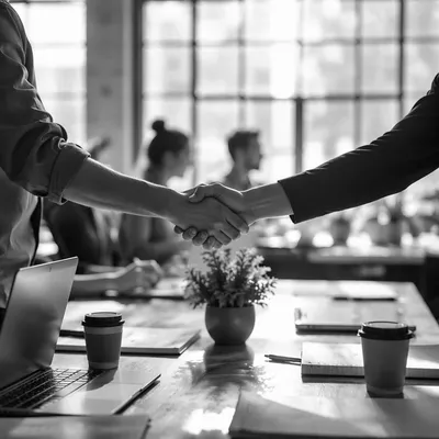 Black and White Business Handshake Agreement