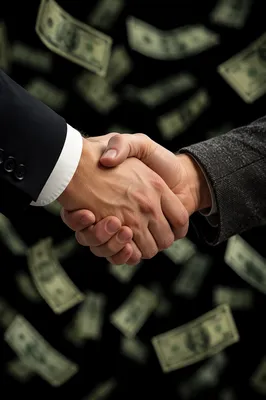 Confident Business Handshake With Floating Banknotes