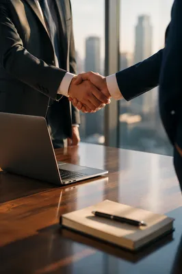 Professional Handshake Agreement in Modern Office