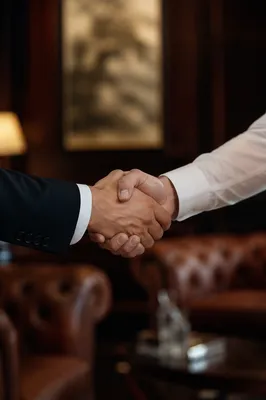 Business Handshake Agreement in Executive Office
