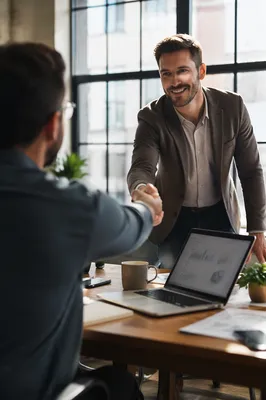 Professional Handshake Agreement in Modern Office