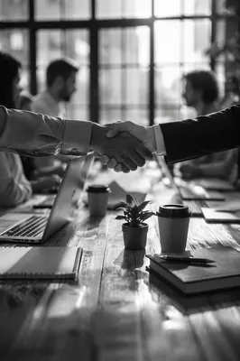 Black and White Business Handshake Agreement