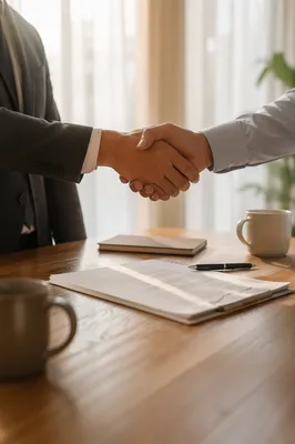 Professional Handshake Over Business Agreement