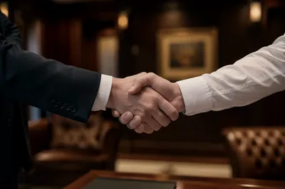 Business Handshake in Executive Office
