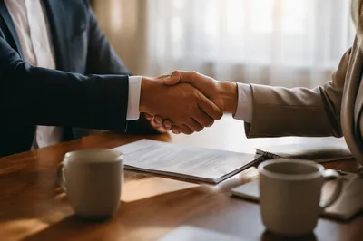 Professional Handshake Over Business Agreement