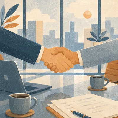 Professional Handshake Agreement in Modern Meeting Room