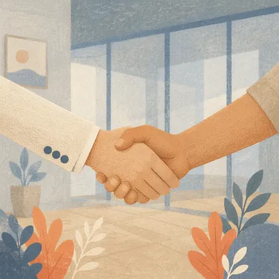 Professional Handshake Agreement in Modern Office