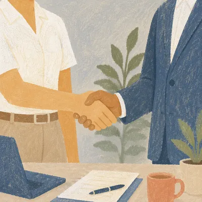 Professional Handshake Agreement in Modern Office