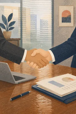 Professional Handshake Agreement in Modern Office