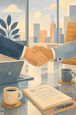 Professional Handshake Agreement in Modern Meeting Room