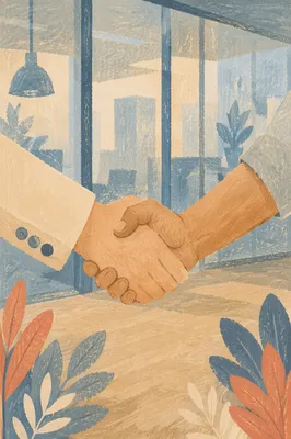 Professional Handshake in Modern Office Meeting