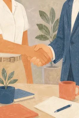 Professional Handshake Agreement in Modern Office