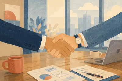 Professional Handshake Agreement in Modern Office