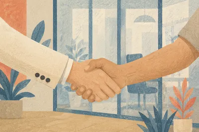 Professional Handshake Agreement in Modern Office