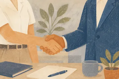 Professional Handshake Agreement in Modern Office