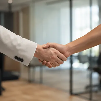 Professional Handshake Agreement in Modern Office