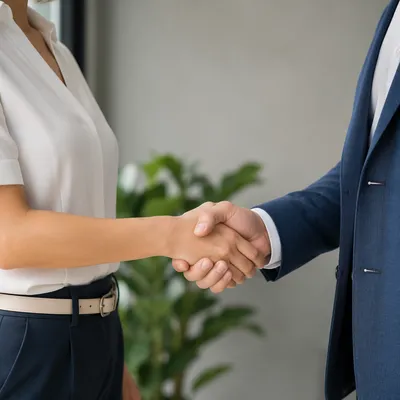 Professional Handshake Agreement in Modern Office